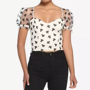 Hot Topic Mushroom Glitter Mesh Top Size Medium
